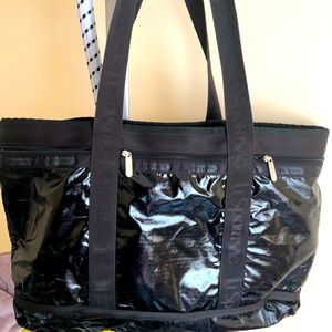 Glossy black LesportSac bag for sale